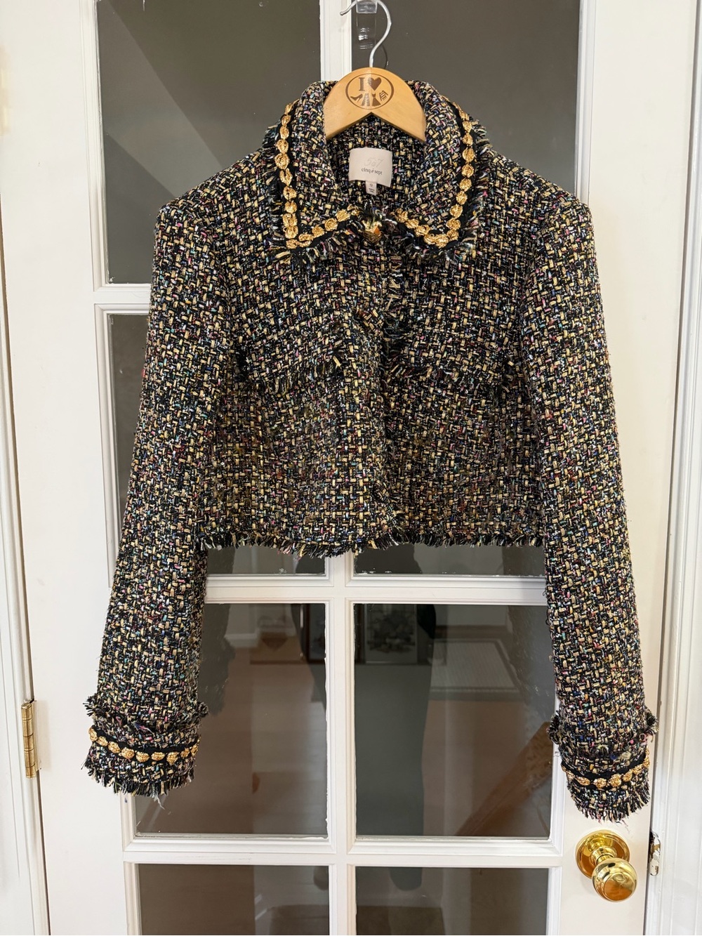 Cinq a Sept 'Odette' Cropped Confetti Tweed Jacket - Size 12 - Picture 4 of 11
